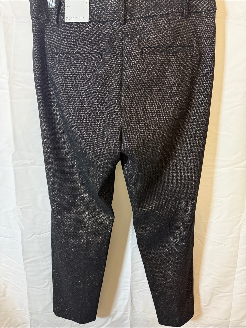 Black Textured Straight-Leg Dress Pants - Picture 6 of 6